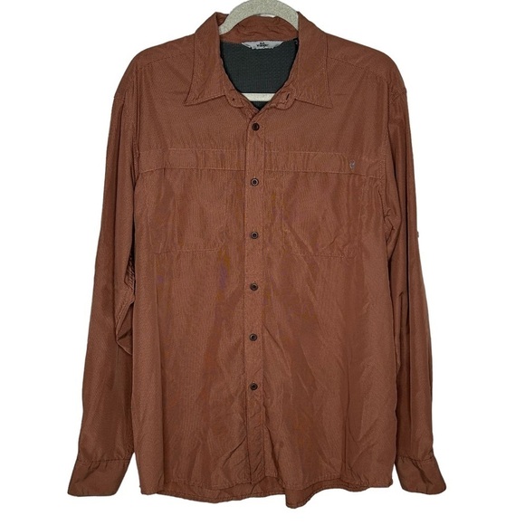 Wrangler Other - Wrangler Burnt Orange Pincheck Button Down Long Sleeve T-Shirt